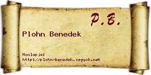 Plohn Benedek névjegykártya